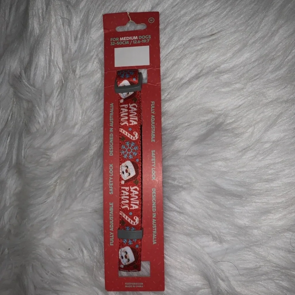 🦋 SANTA PAWS FuzzYard Red Dog Collar Medium Dog Breeds & Leash Set NWT